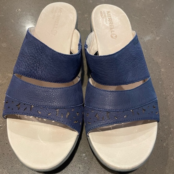 Navy Merrell Wedge Sandals - Picture 1 of 7